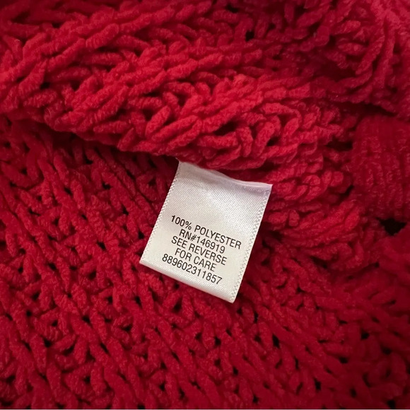 Juniors’ Candie’s Long Sleeve Hi-Lo Pullover Cropped Bow Sweater Red size XS - Picture 6 of 11